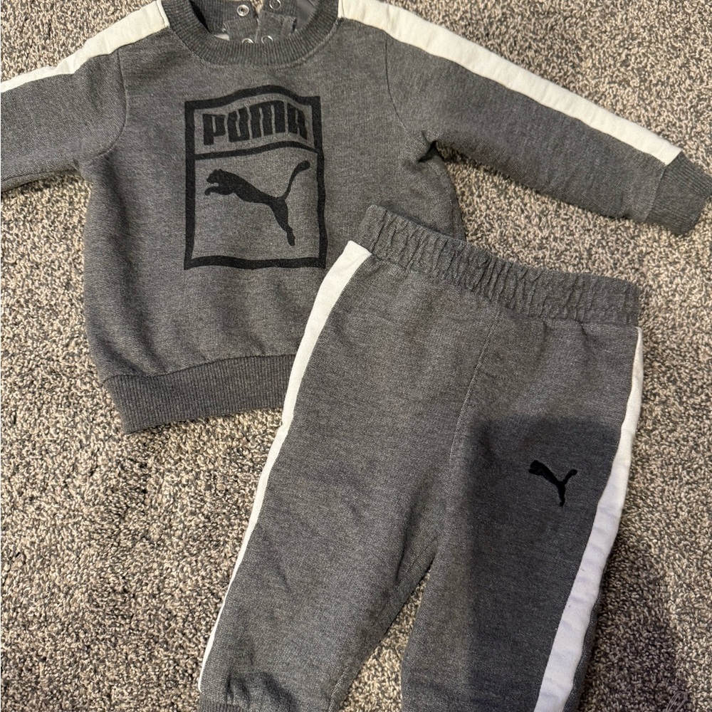 Puma Kids Gray and White Jogger Set